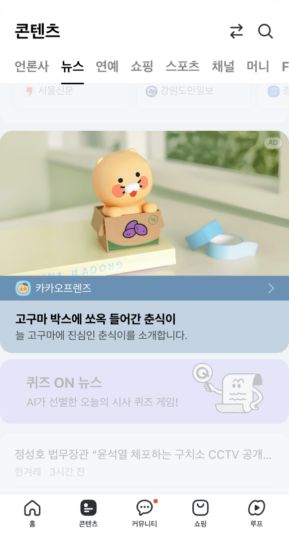 다음 광고 노출 지면